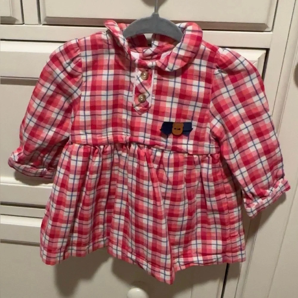 Mayoral Red and Pink Plaid Baby Dress